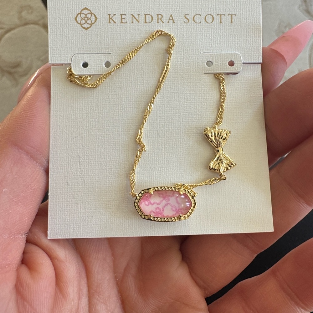 Kendra Scott x LoveShackFancy Pink Bow Elisa Necklace